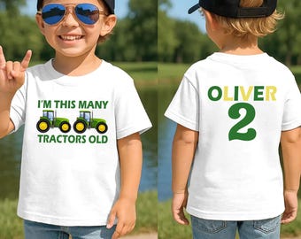 Personalized Tractor Toddler Shirt ,Custom Name Farmer Green Farm Tractor Tee, Tractor Birthday Shirt, Farm Birthday Shirt, Tractor Birthday