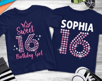 Sweet 16 Birthday Tshirts,Sixteen Shirt for Girl,16th Birthday Gift for Daughter, Sweet Sixteen Gift, Teenager Birthday Tops, Sixteenth Bday