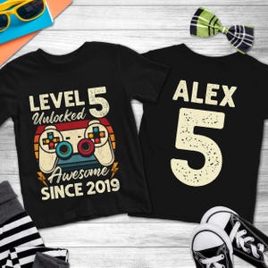 Custom Gamer Birthday Shirt, Gaming Birthday TShirt, Video Game Birthday Party Shirt, Personalized Birthday Shirt, Custom Level Age Shirt