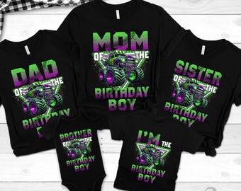 Monster Truck Family Matching Birthday Party Shirt, Birthday Boy Monster Truck Shirt, Monster Truck Party Gift For Kids