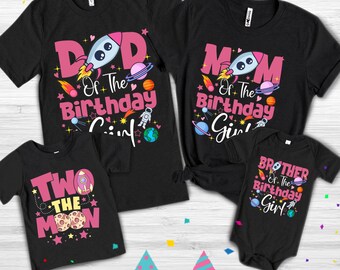 Space birthday shirt, space birthday girl, outer space party, two the moon , girls space birthday, space themed party, girl space party