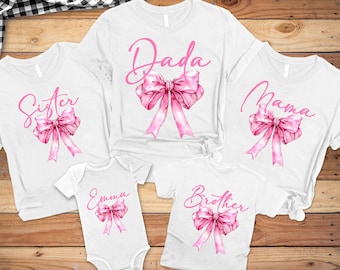 Pink Bow 1st Birthday Girls Just Wanna Be One First Birthday Outfit Pink Coquette Baby Birthday Family Matching Shirts Mama and Dada Shirts