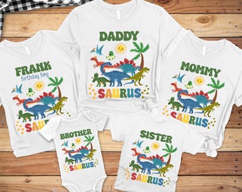 Matching Family Dinosaur Shirts, Personalized Three Rex Dinosaur Birthday Shirts, Funny Birthday Tee, Dinosaur Outfit,