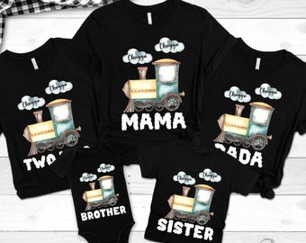 Train Birthday Shirt, Chugga Chugga Two Two Birthday Shirt, Choo Choo I'm 2 Birthday, 2nd Birthday Tee, Matching Mommy and Me Shirts, Family