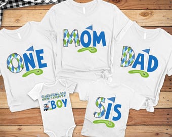 Personalized Golf Family Birthday Shirts, Golf birthday outfit. Hole in One Birthday Party, Personalized Golf Birthday Shirt, Matching Shirt