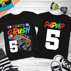 Boys Monster Truck Birthday Tee, Monster Truck Personalized Birthday Shirt, Race Car Birthday Shirt, Im Ready To Crush Monster Truck tshirt