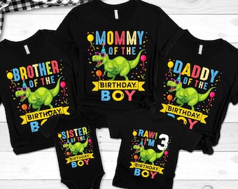 Dinosaur Birthday Shirt, Dinosaur Birthday Family Shirt, Personalized Birthday Tshirt, Three Rex Shirt, Birthday Family Matching