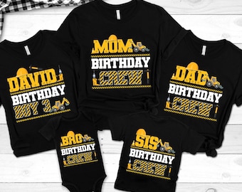 Construction Crew Matching Shirts, Birthday Construction Shirts, Three and Diggin' It, Excavator Birthday, Bday Boy Tee, Dump Truck Birthday