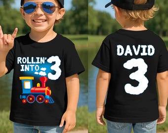 Personalized Train Birthday Shirt, 3th Birthday Shirt, Custom Age & Name Birthday Shirt, Train Boy Shirt, Matching Birthday Shirt