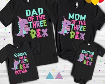 Three Rex Matching Family Birthday Shirts, Matching Family Dinosaur Shirts, Birthday, 3rd Birthday Shirt, Mama Daddy Saurus