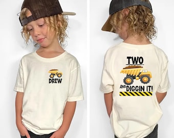 Dump Truck Shirt, Construction Birthday Shirt, Construction Party, Personalized Construction Shirt, birthday boy shirt,I'm 2 and digging it