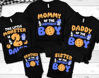 Personalized Cookie And Milk Birthday Shirt, Customized Monster Cookie Birthday Matching T-Shirt, Cookie Party Theme, Birthday Gift