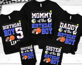 Sports Birthday Shirts, Custom Matching Family Birthday Baller Shirts, Boys Birthday, Sports Theme Birthday, Sports Party Shirts, All Star