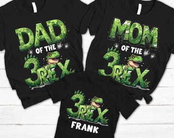 Personalized Three Rex Dinosaur Family Birthday Shirts - Matching 3 Rex Birthday Tee, 3rd birthday shirt, dinosaur birthday family tshirt