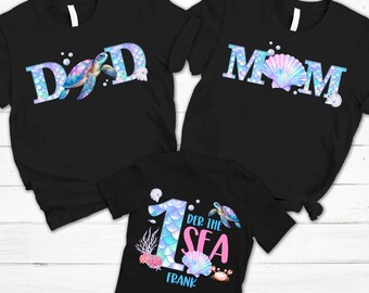 Mermaid Birthday Family shirts, Oneder the sea Birthday Family Matching shirts, First birthday Matching shirt, 1st Birthday Party