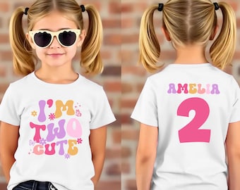 Two cute shirt, 2nd birthday shirt, birthday girl shirt, 2nd birthday outfit, toddler birthday shirt, retro groovy birthday girl , two year