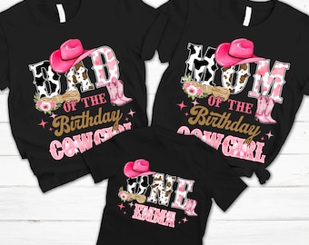 Custom Cowgirl Birthday Family Matching Tees, Cowgirl Western Birthday Shirt, Western Birthday Party Girl Gift,Cowgirl One Outfit,Rodeo Bday