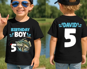 Personalized Fishing Birthday Shirt - Custom Boy Tee - Custom Girl Tee- Name Kids Shirt - Cute Fish Shirt- Fishing Name Toddler Shirt