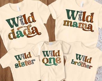 Wild One Matching Family Birthday Shirts, 1st Birthday Shirt, Safari Birthday, Jungle Zoo Animal, Wild 1st Birthday Outfit, Mommy and Me