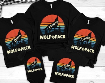 Wolf Pack Shirts, Birthday Gift For Him, Family Trip Shirt, Personalized Family Reunion Tshirt, Matching Shirts, Wolf Birthday Party Tees