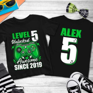 Custom Gamer Birthday Shirt, Gaming Birthday TShirt, Video Game Birthday Party Shirt, Personalized Birthday Shirt, Custom Level Age Shirt