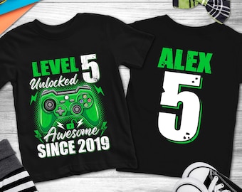 Custom Gamer Birthday Shirt, Gaming Birthday TShirt, Video Game Birthday Party Shirt, Personalized Birthday Shirt, Custom Level Age Shirt