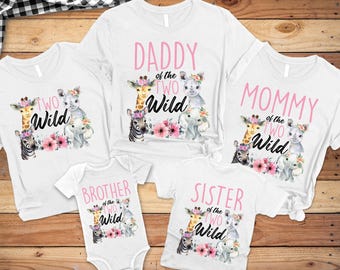 Family Two Wild Birthday Shirts, Mom and Dad Birthday Shirts, Zoo Animals Birthday Shirts, Wild Birthday Shirts, Matching Family Birthday