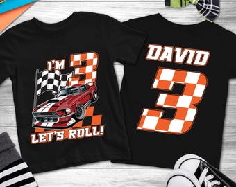 Personalized Family race car birthday shirt, Pit crew shirt for birthday, Racecar party shirt, vintage race car birthday, race car outfit