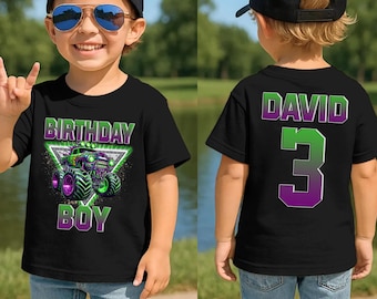Monster Truck birthday Shirt, Car Birthday T-shirt, Custom Boy birthday shirt, Toddler Birthday Shirt, Monster trucks Shirt, Family Matching