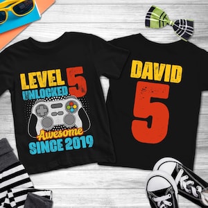 Custom Gamer Birthday Shirt, Gaming Birthday TShirt, Video Game Birthday Party Shirt, Personalized Birthday Shirt, Custom Level Age Shirt