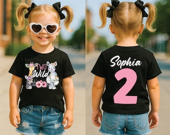 Two wild safari floral zoo animal girls 2nd birthday shirt, second birthday shirt, two wild party, two wild shirt, second birthday gift