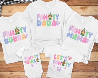 Let's pawty puppy birthday shirt, let's paw-ty, puppy birthday, dog birthday, puppy party, dog birthday party, pawty shirt, matching family