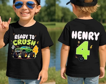 Monster Truck birthday Shirt, Car Birthday T-shirt, Custom Boy birthday shirt, Toddler Birthday Shirt, Monster trucks Shirt, Family Matching