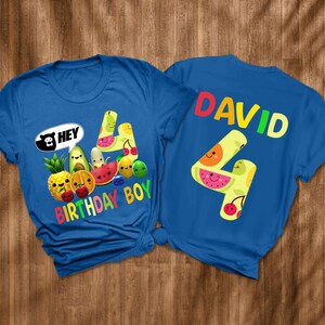 Fruit Birthday One Shirt | Boy Birthday Shirt | Family shirts | Birthday Shirts | Kids Birthday Shirt | Custom Name Number | Dancing fruit Royal