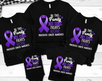 In This Family No One Fights Alone Shirt, Pancreatic Cancer Awareness Shirt, Pancreatic Cancer Family Team Support Shirt, Pancreatic Cancer