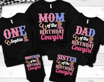 Custom Cowgirl Birthday Family Matching Tees, Cowgirl Western Birthday Shirt, Western Birthday Party Girl Gift,Cowgirl One Outfit,Rodeo Bday