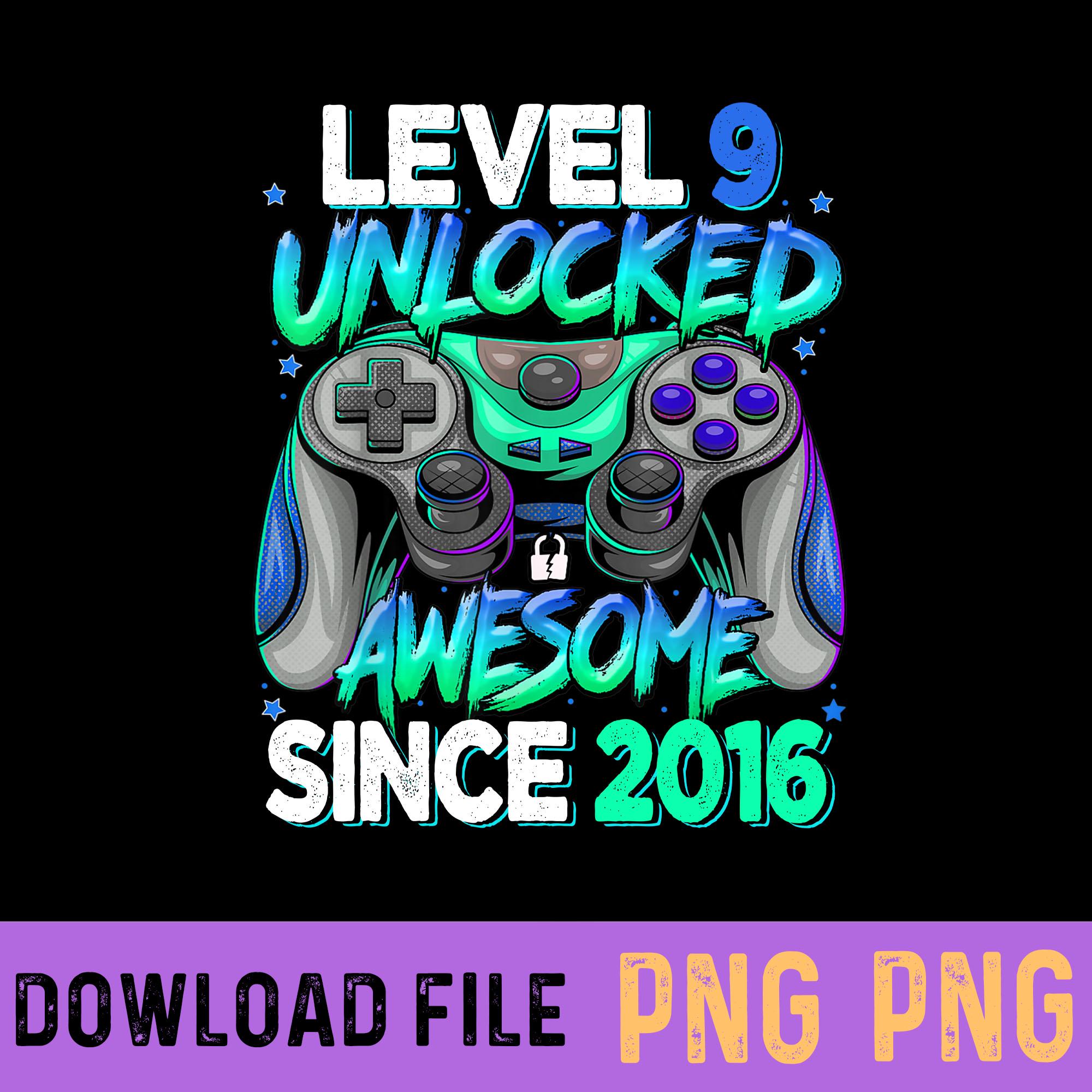 Level 9 Unlocked PNG, Boy Gamer Shirt, Unlocked PNG, 9th Birthday