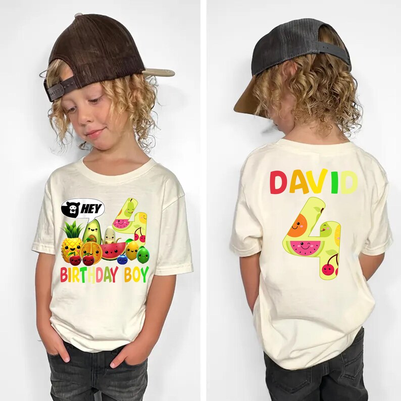 Fruit Birthday One Shirt | Boy Birthday Shirt | Family shirts | Birthday Shirts | Kids Birthday Shirt | Custom Name Number | Dancing fruit Natural