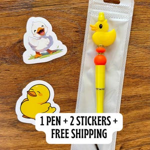 Beaded Farm Animal Charm Pen – 1 Farm Animal Pen with Ink Refill + Stickers | Cute Writing Pen | Farm Animal Lover Gift | Kids Gift | School