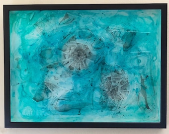 Blue Scribbles (Original Glass / Resin Art)