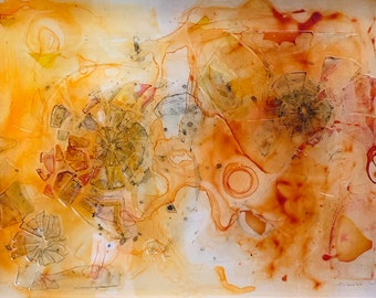 Orange Doodles (Original Glass / Resin Art)