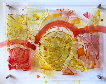 Rock Skipping (Original Glass / Resin Art)