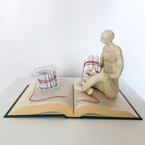 Disconnect (Original Book Art Sculpture)