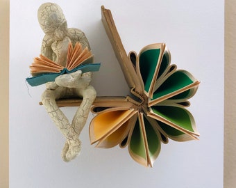 Read Me A Happy Story (Original Book Art Sculpture)