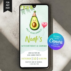 Heilige Guacamole I Guacamole I Avocado I Avocado Party einladen I Lustige Aquarell-Einladung I Avo Party I Jedes Alter I Sofort-Download I Vorlage