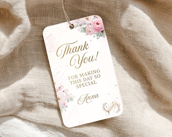 Floral 70th Birthday Thank You Tag | Printable Party Favor Tag | Instant Download | B004