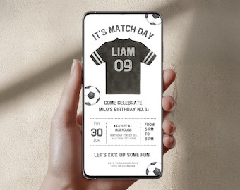 Soccer Jersey Birthday Invitation Template | Editable Football Party with Name and Number