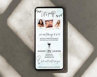 Friends Birthday Invitation with Photo I Custom Canva Template Besties I Digital Download