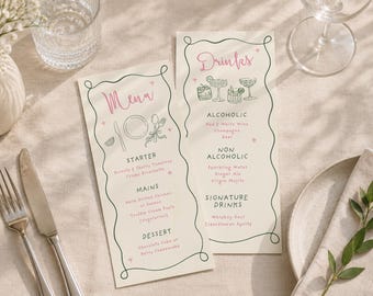 40th Birthday Menu Template | Cheers to Forty Years Menu Card | 4x9 Printable Table Decor