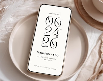 Art Nouveau Save the Date eCard | Editable Wedding Invitation | Digital Canva Template
